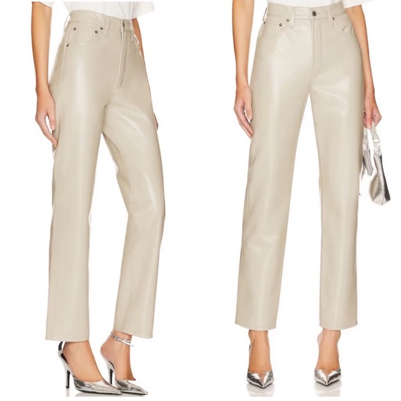 AGOLDE Recycled Leather 90’s Pinch Waist in Toast Pants - Picture 2 of 4